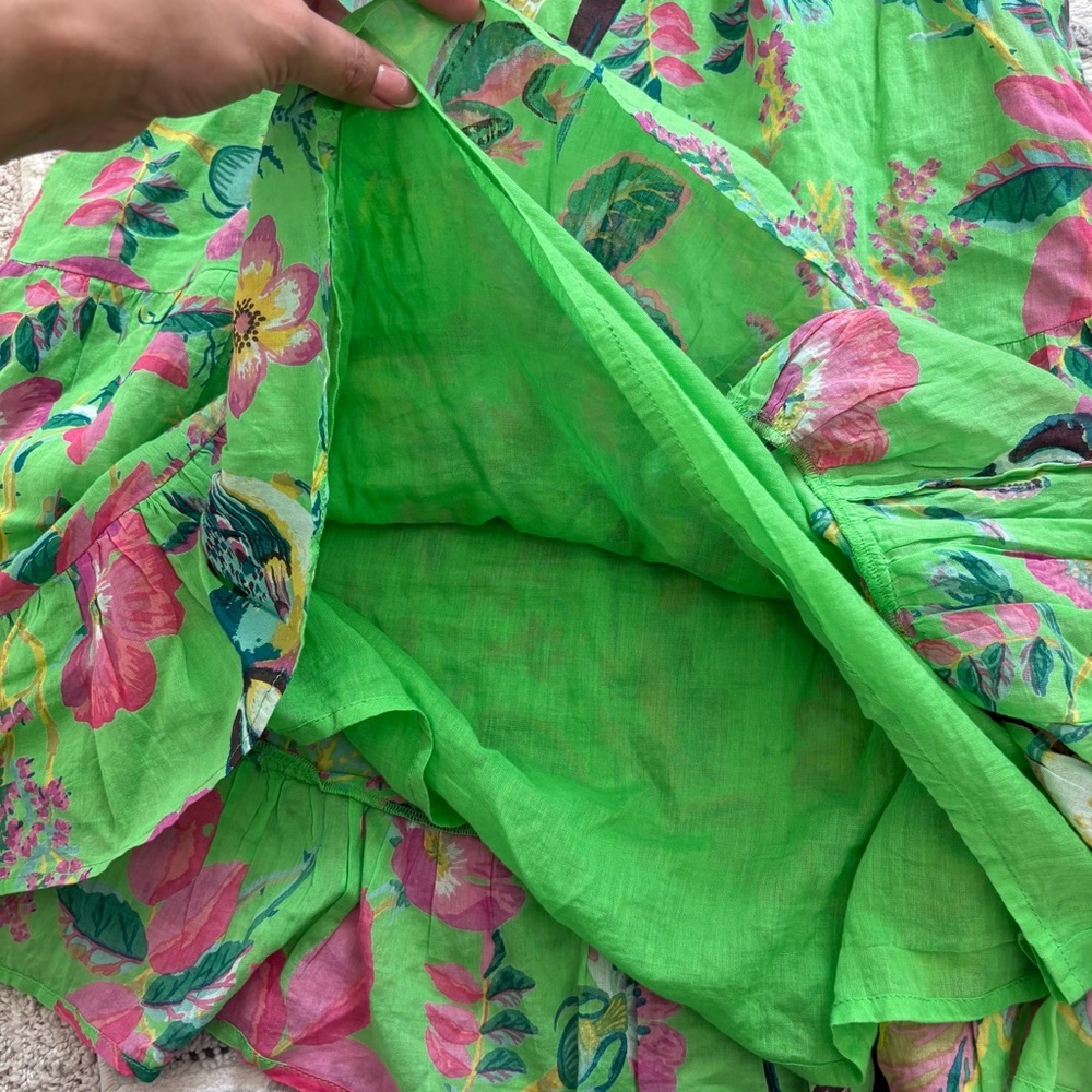 Banjanan green floral birds print dress size XS - Picture 8 of 12